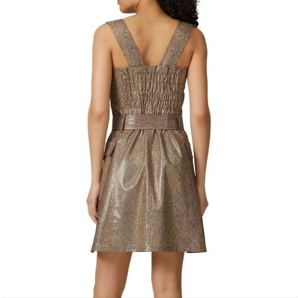 NANUSHKA Lorena Snake Print Sleeveless Dress | Elegant Brown Crepe | Size XL - Picture 4 of 12